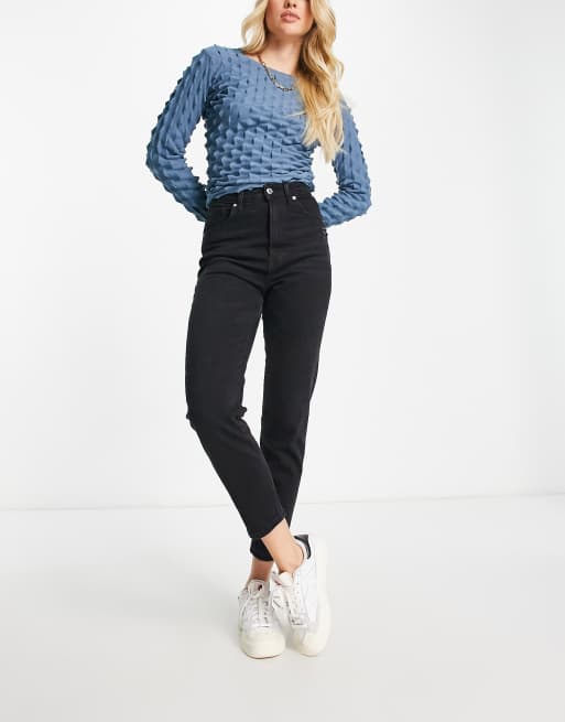 Bershka Tall comfort fit mom jean in black