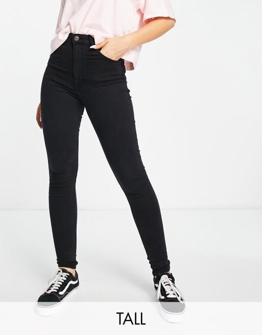 Bershka Tall – Czarne jeansy o obcisłym kroju z podwyższonym stanem