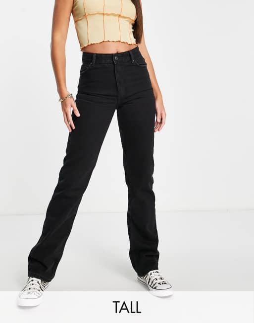 Bershka Tall – Czarne jeansy typu dad z wysokim stanem