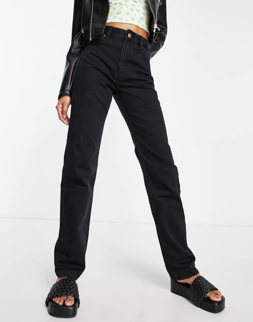 Bershka Tall - Dad jeans met hoge taille in zwart, 4 van 4