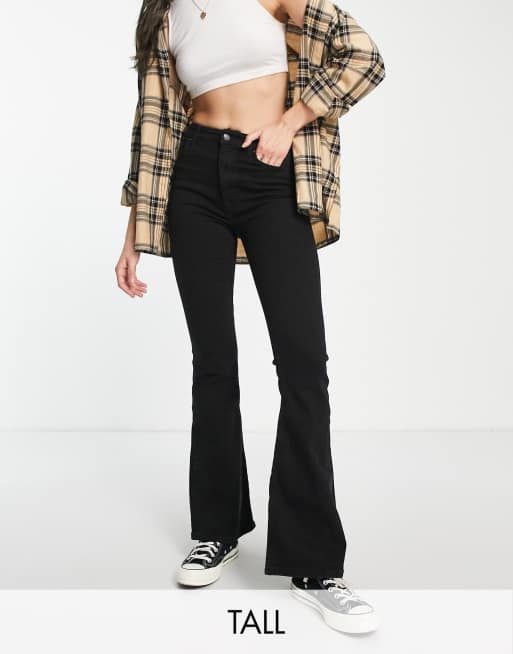 Bershka Tall flare jeans in black