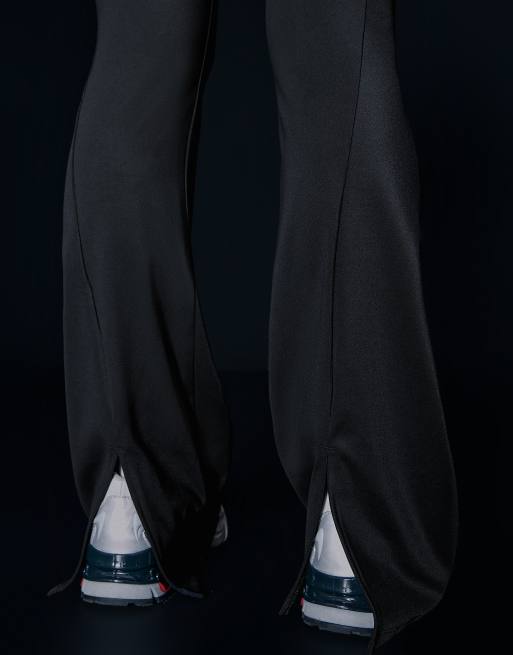 Bershka Tall flared technical fabric trousers in black, 5 of 6