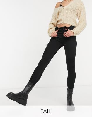 Bershka tall high rise skinny jeans in black