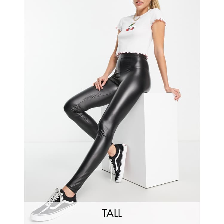 ASOS Tall ASOS TALL Leather Look Leggings with Elastic Slim Waist  Leggings  fashion, Clothing for tall women, Leggings are not pants