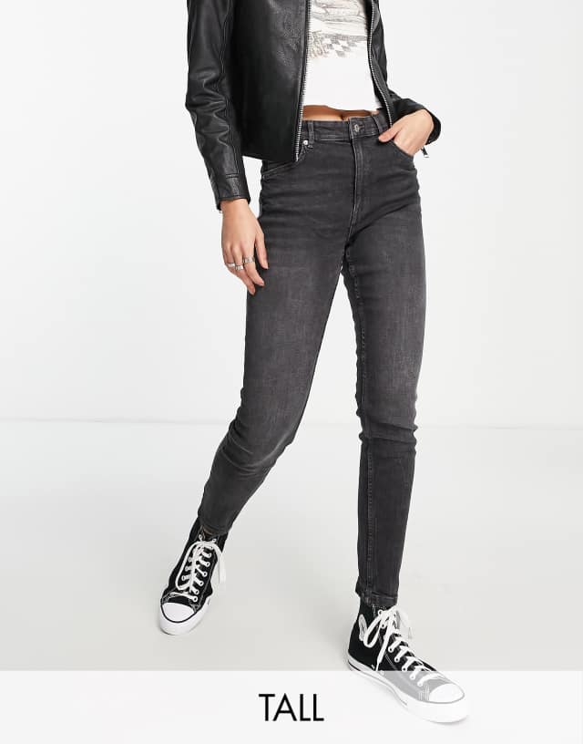 Bershka Tall high waist skinny jean in gray