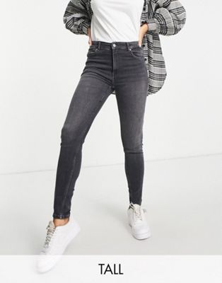 Bershka Tall high waist skinny jean in grey - ASOS Price Checker