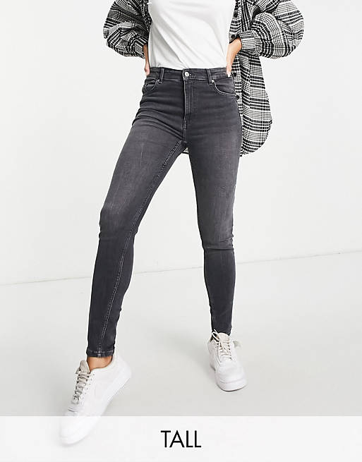Bershka Tall high-waist skinny jean in grey