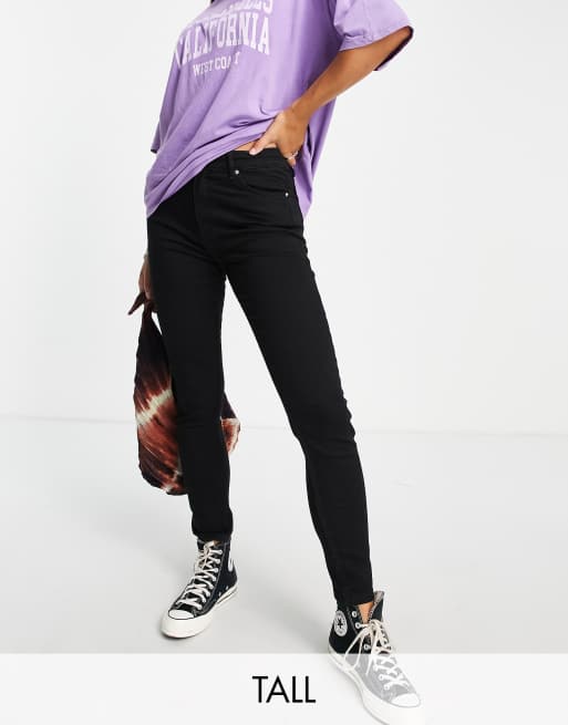 Bershka Tall high waist skinny jeans in black