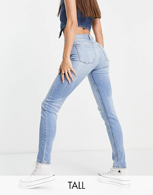 Bershka Tall high waist skinny jeans in vintage blue