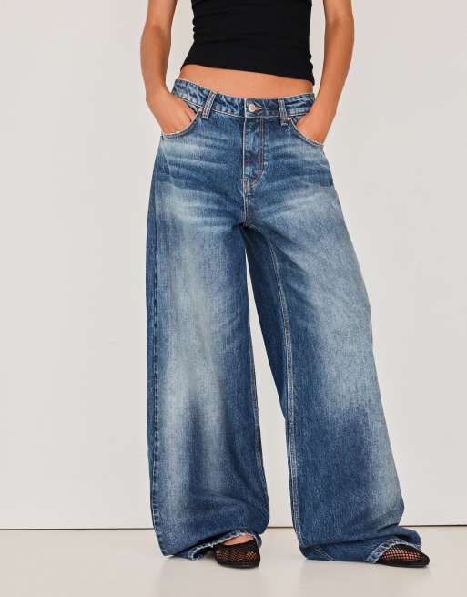 Bershka Tall high-waist wide-leg jeans in denim blue, 4 of 6