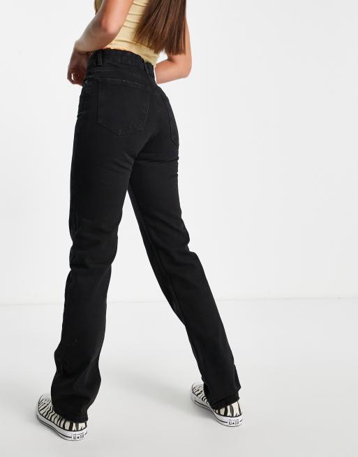 Bershka Tall high waisted dad jean in black ASOS