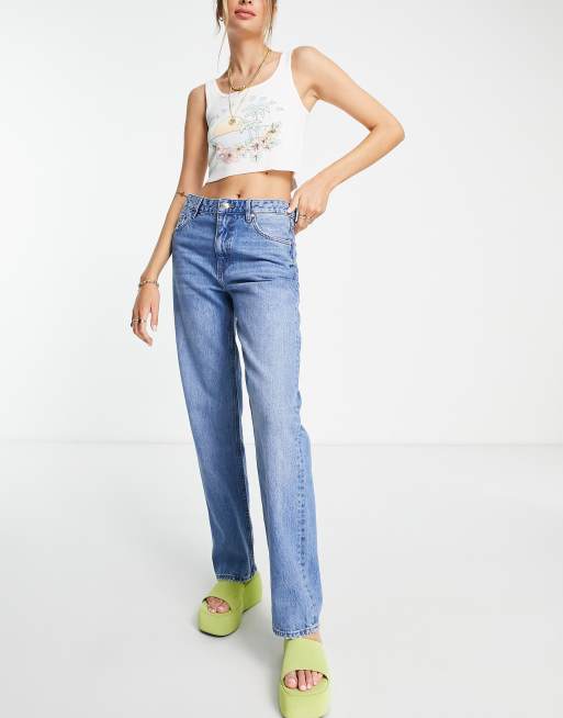 Bershka straight cropped hot sale high waist jeans