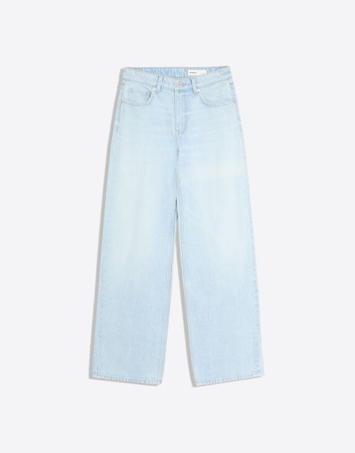 Bershka Tall højtaljede jeans med brede lige ben i lyseblå, 5 af 5