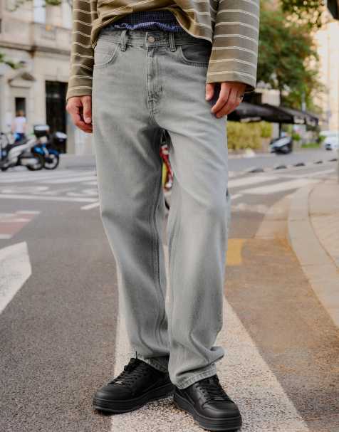 Bershka Tall jean droit gris clair - view 1