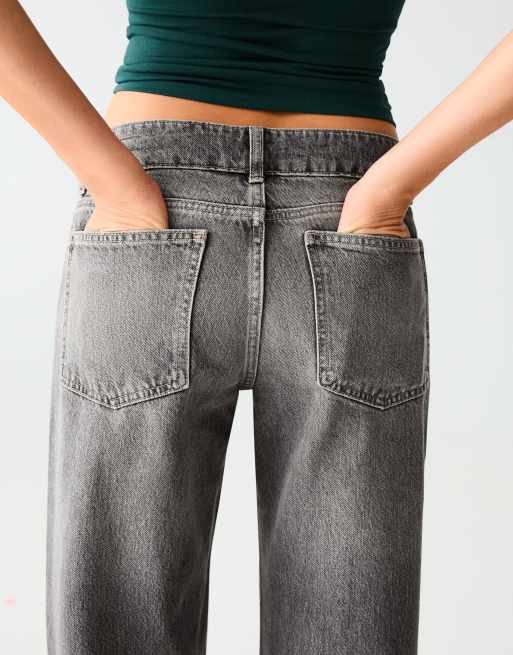 Bershka Tall jean droit taille mi-haute noir, 3 de 5