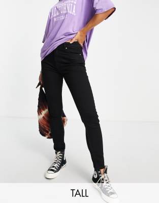 Bershka Tall high waist skinny jean in black - ASOS Price Checker