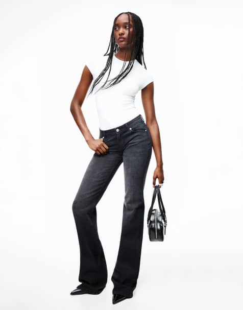 Bershka Tall - Jeans bootcut a vita bassa bianchi e neri - view 1