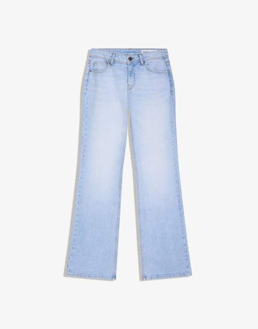 Bershka Tall - Jeans bootcut azzurri a vita bassa, 3 di 4