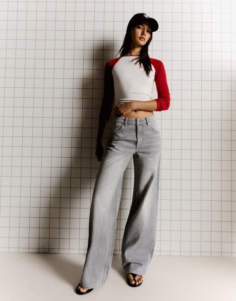 Bershka Tall jeans in light grey - view 1