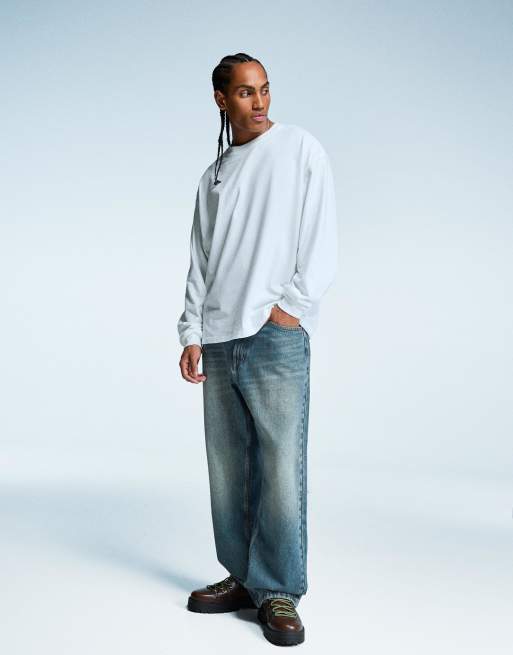 Bershka Tall - Jeans larghi color blu sporco