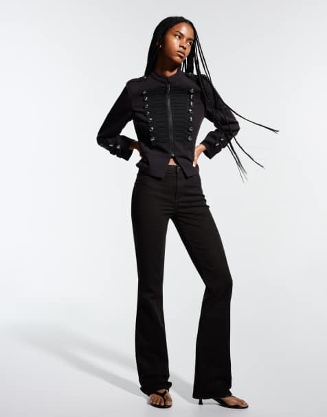 Bershka Tall jeans med svaj i sort - view 1