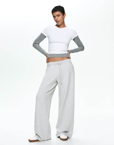 Bershka Tall - Pantalon en jersey duveteux - Gris clair - view 1