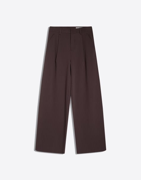 Bershka Tall - Pantalon volumineux effet double épaisseur - Marron - view 1
