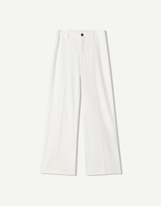 Bershka Tall - Pantaloni a fondo ampio bianchi, 3 di 4
