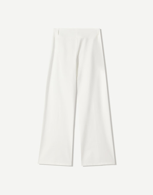Bershka Tall - Pantaloni a fondo ampio bianchi, 4 di 4