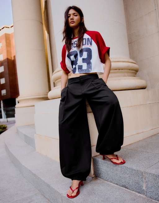 Bershka Tall pantaloni bloomer neri, 2 di 5