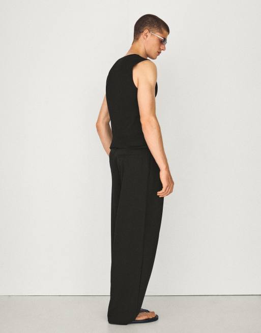 Bershka Tall plisserede baggy bukser i sort, 3 af 5