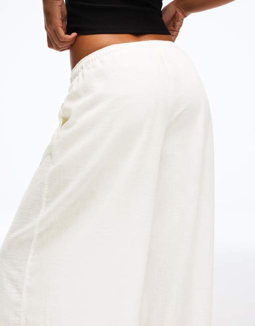 Bershka Tall rustic sarouel trousers in white, 3 of 3