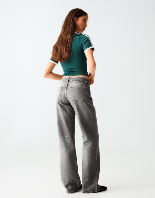 Bershka Tall straight jeans met middelhoge taille in zwart, 2 van 5