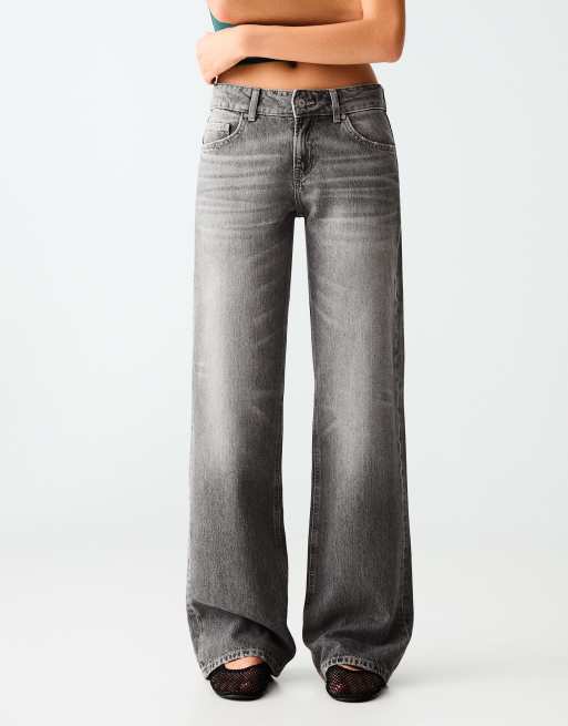 Bershka Tall straight jeans met middelhoge taille in zwart, 4 van 5