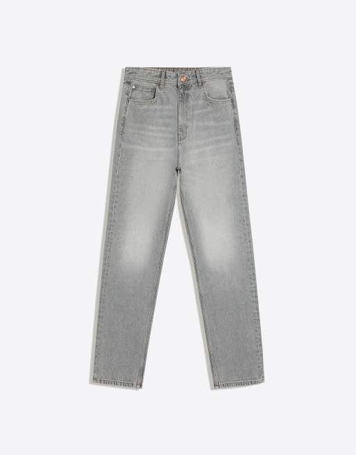 Bershka Tall Straight-Leg-Jeans in Hellgrau, 5 von 5