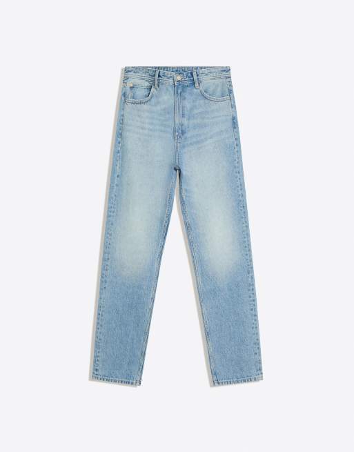 Bershka Tall Straight-Leg-Jeans in Mittelblau, 5 von 5
