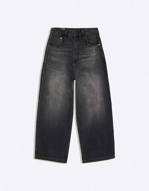 Bershka Tall super baggy jeans i svart, 6 av 6