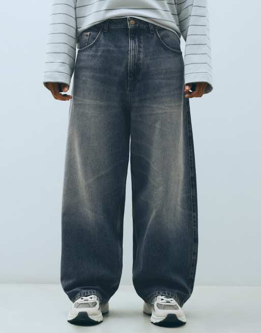 Bershka Tall super baggy jeans in blue, 4 of 5