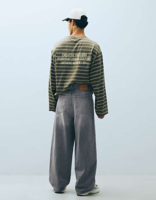 Bershka Tall Super-Baggy-Jeans in Hellgrau, 3 von 5