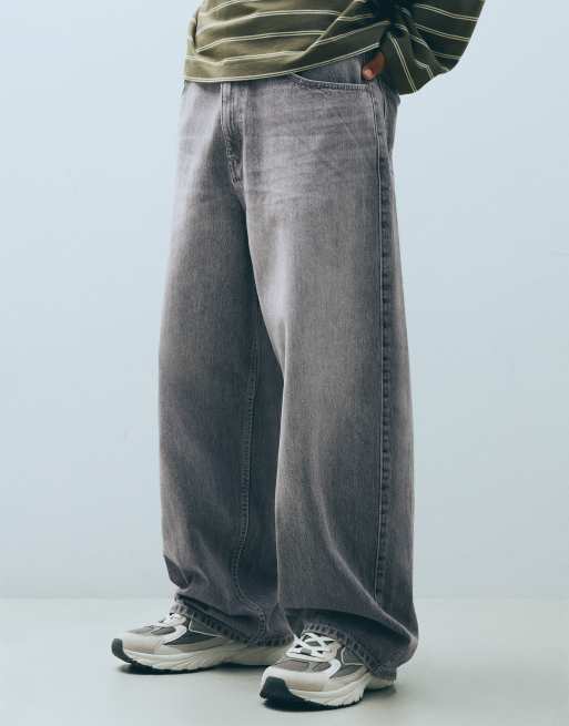 Bershka Tall super baggy jeans in lichtgrijs, 4 van 5