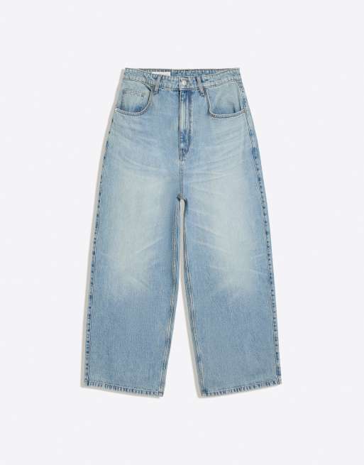 Bershka Tall super baggy jeans in mid blue, 5 of 5