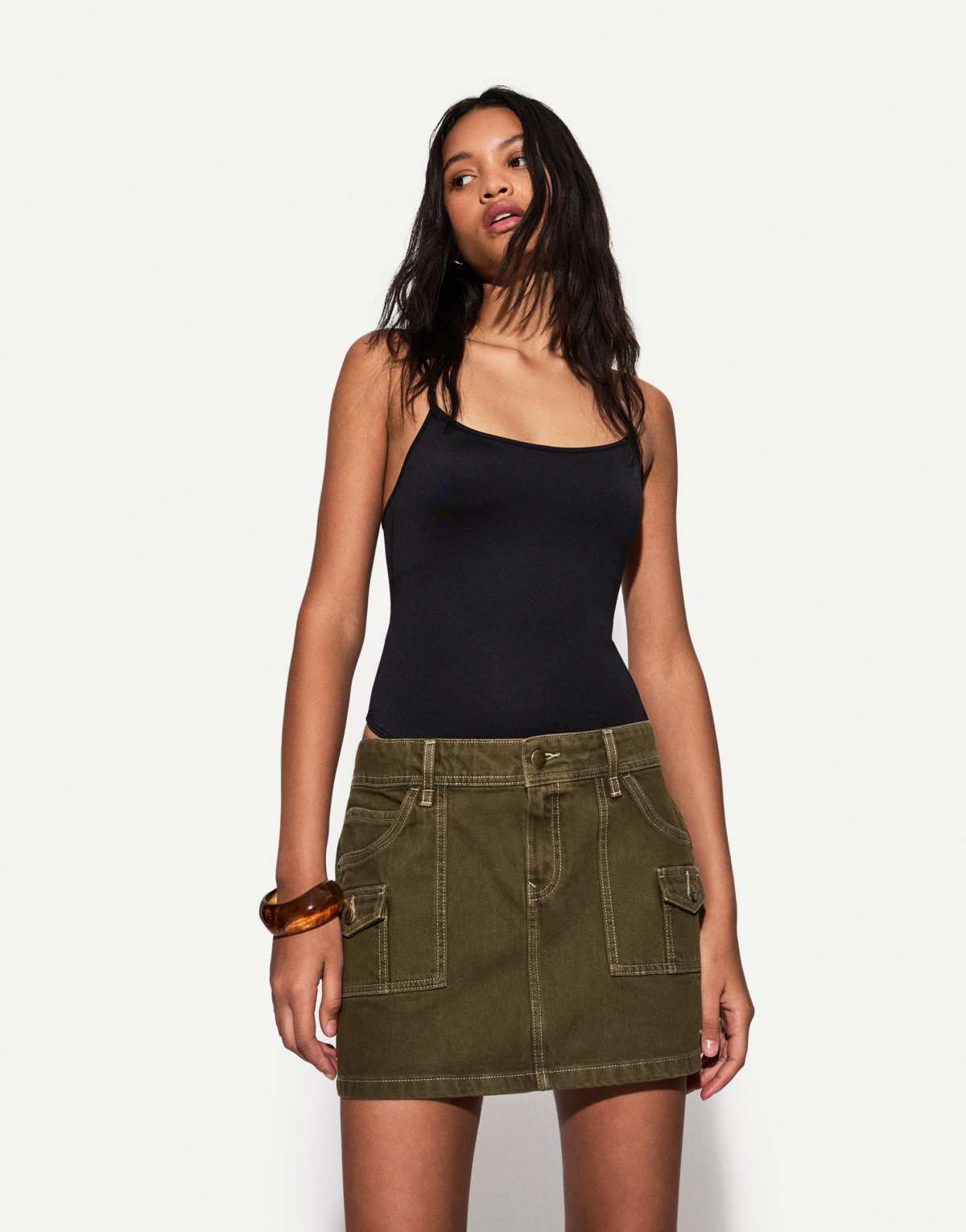 Bershka tank bodysuit in black