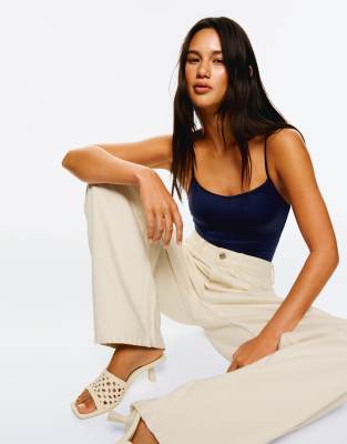 Bershka tank bodysuit in dark blue   - view 1