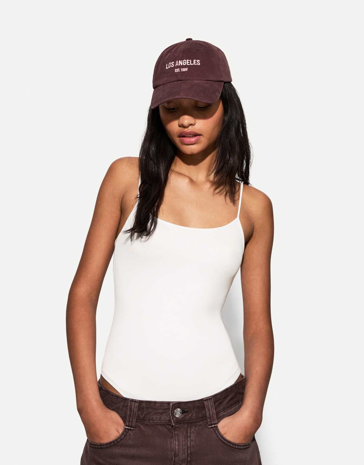 Bershka tank bodysuit in white