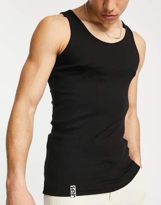 Bershka tank top in black