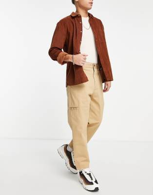 Bershka tapered chinos in tan - ASOS Price Checker