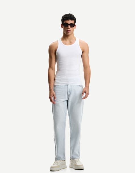 Bershka tapered jeans in light blue - view 1