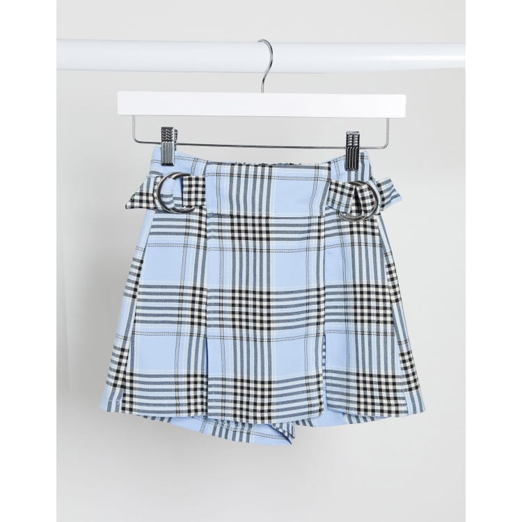 Light blue 2024 plaid mini skirt