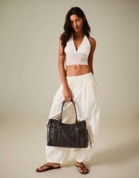 Bershka - Tas met rits en studs in bruin - view 1