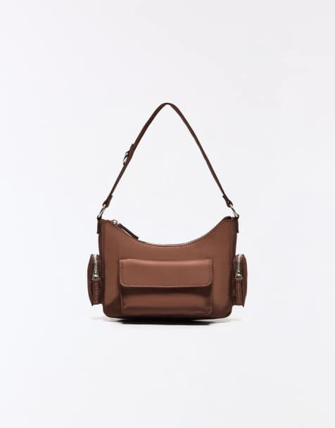 Bershka – Tasche in Braun mit mehreren Taschen - view 1
